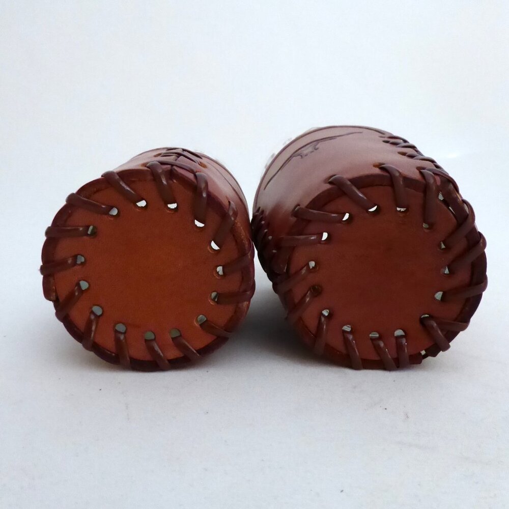 1950’s VINTAGE WESTERN THEMED COWBOY LONGHORN BRAND GLASS SET & WOOD COASTERS - Picture 9 of 16